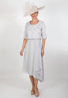 Lizabella Two Piece Draped Skirt Midi Dress, Grey Multi