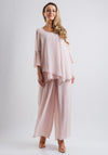 Lizabella Top & Trousers Two Piece Outfit, Blush Pink