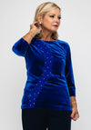 Lizabella Embellished Velvet Top, Royal Blue