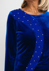 Lizabella Embellished Velvet Top, Royal Blue