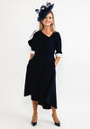 Lizabella Contrast Shoulder Dipped Hem Dress, Navy