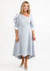 Lizabella Contrast Shoulder Dipped Hem Dress, Silver