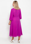 Lizabella Pleated Sleeve Chiffon Midi Dress, Fuchsia