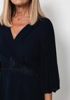 Lizabella Pleated Sleeve Chiffon Midi Dress, Navy