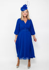 Lizabella Pleated Sleeve Chiffon Midi Dress, Royal Blue