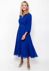 Lizabella Pleated Sleeve Chiffon Midi Dress, Royal Blue