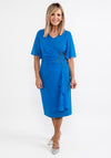 Lizabella Applique Waist Chiffon Ruched Midi Dress, Blue