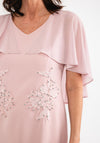 Lizabella Chiffon Cape Sleeve Dress, Blush
