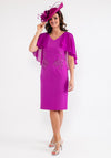 Lizabella Chiffon Cape Sleeve Dress, Purple