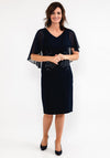 Lizabella Chiffon Cape Sleeve Dress, Navy