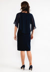 Lizabella Chiffon Cape Sleeve Dress, Navy