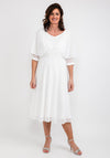 Lizabella Applique Waist Chiffon Midi Dress, White