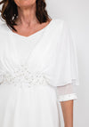 Lizabella Applique Waist Chiffon Midi Dress, White