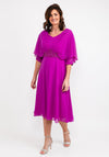 Lizabella Applique Waist Chiffon Midi Dress, Fuchsia