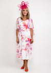 Lizabella Floral Chiffon Midi Dress, Pink & White