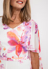 Lizabella Floral Chiffon Midi Dress, Pink & White