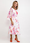 Lizabella Floral Chiffon Midi Dress, Pink & White