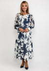 Lizabella Floral Chiffon Maxi Dress, Navy & White