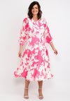 Lizabella Floral Chiffon Maxi Dress, Hot Pink & White