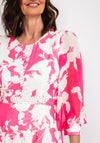 Lizabella Floral Chiffon Maxi Dress, Hot Pink & White