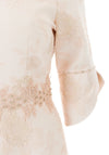Lizabella Beaded Lace Waist Midi Dress, Champagne