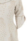 Lizabella Dot Embossed Flared Midi Dress, Stone