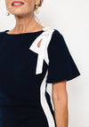 Lizabella Contrast Bow Seam Midi Dress, Navy & White