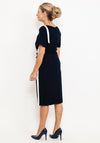 Lizabella Contrast Bow Seam Midi Dress, Navy & White