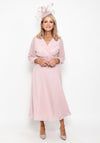 Lizabella Ruched Beaded Waist Midi Dress, Blush