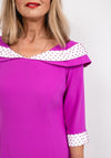 Lizabella Boat Neck Dipped Hem Dress, Fuchsia