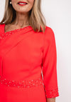 Lizabella Detailed Asymmetric Neck Pencil Dress, Red