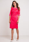 Lizabella Textured Satin Pencil Dress, Hot Pink
