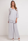 Lizabella Embellished Chiffon Top & Trousers Outfit, Silver