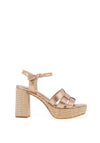 Lodi Laton Woven Block Heel Sandals, Rose Gold