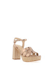 Lodi Laton Woven Block Heel Sandals, Rose Gold