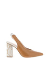 Lodi Senic Block Sling Back Heels, Tan Multi