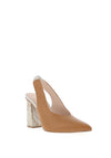 Lodi Senic Block Sling Back Heels, Tan Multi