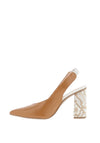Lodi Senic Block Sling Back Heels, Tan Multi