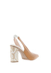 Lodi Senic Block Sling Back Heels, Tan Multi