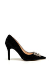 Lodi Sobri Velvet Gem Brooch Court Shoes, Black