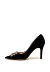 Lodi Sobri Velvet Gem Brooch Court Shoes, Black