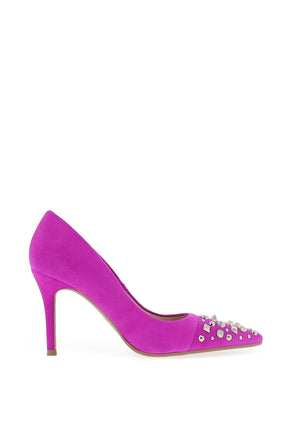 Lodi Sompo Suede Stud Toe Court Shoes, Fuchsia