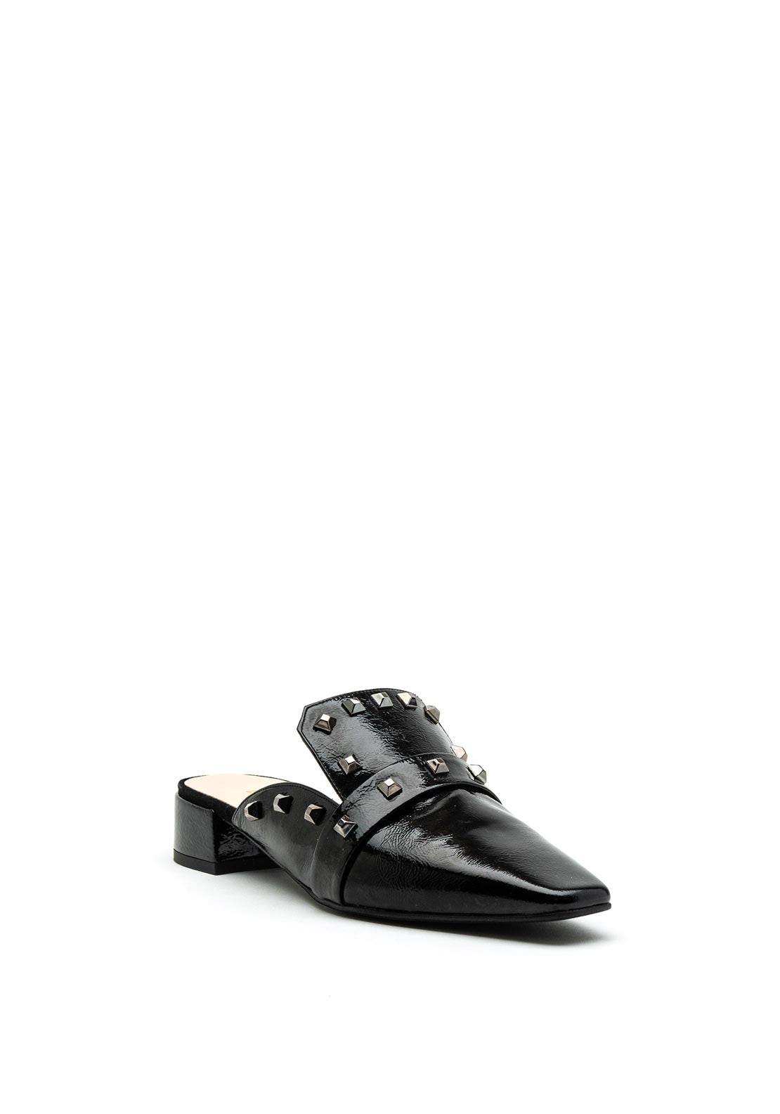 Lodi Patent Leather Stud Mule, Black