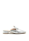 Lodi Patent Leather Stud Mule, Silver