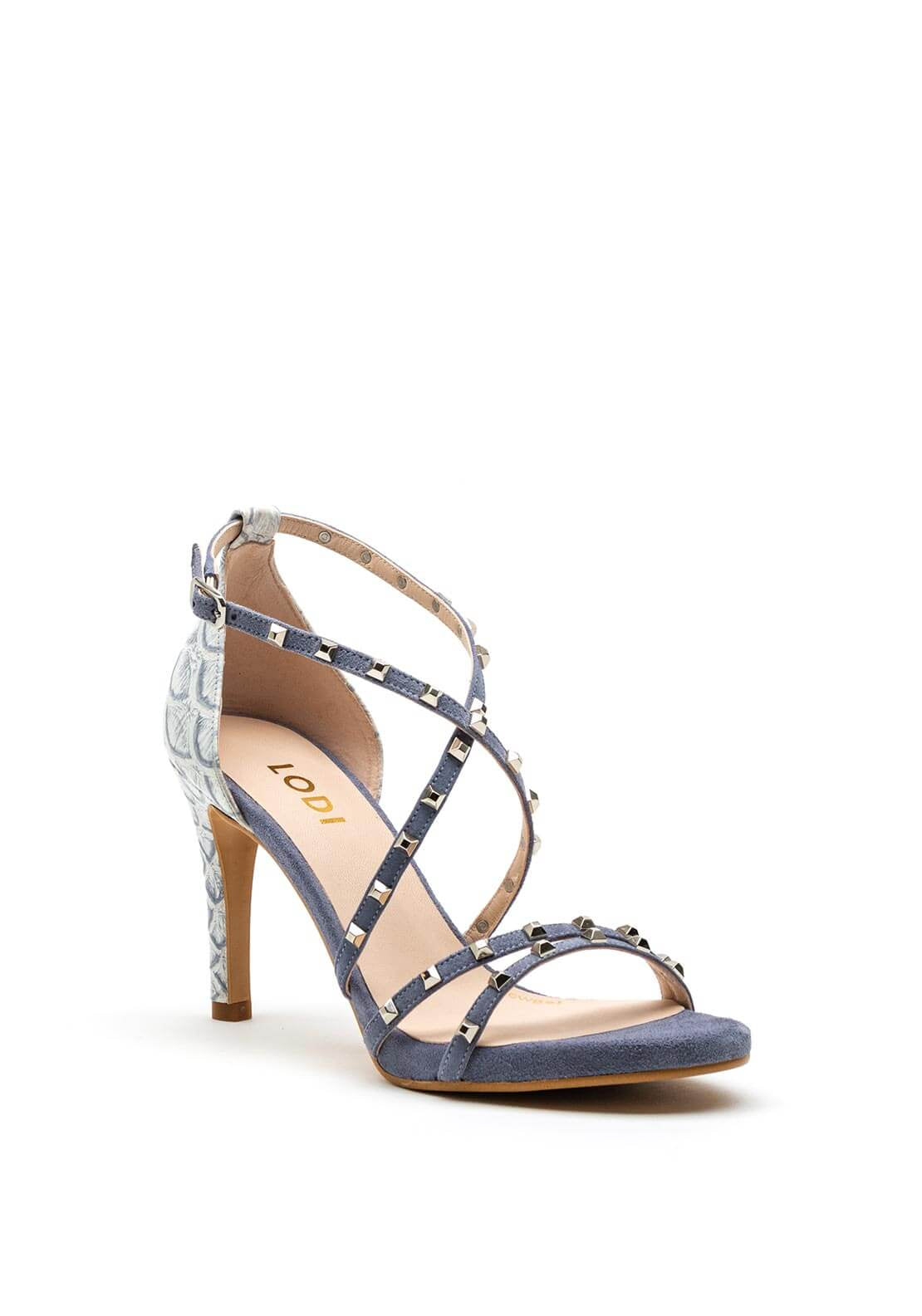 Lodi Inza Strappy Stud Stiletto Sandal, Blue Multi