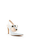 Lodi Romano Sling Back Gold Stud Heels, White