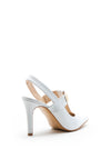 Lodi Romano Sling Back Gold Stud Heels, White