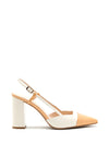 Lodi Sermon Colour Block High Block Heel Shoes, Peach & Cream