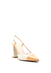 Lodi Sermon Colour Block High Block Heel Shoes, Peach & Cream
