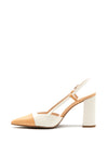 Lodi Sermon Colour Block High Block Heel Shoes, Peach & Cream